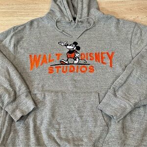 Mickey Mouse Hoodie Adult XL Grey Walt Disney Studios 100 Eras Cotton Sweatshirt